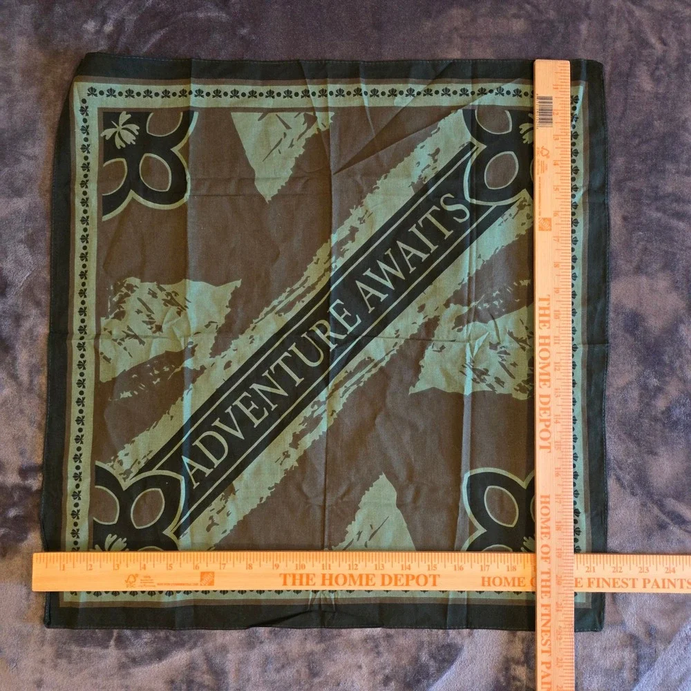 Adventure Awaits Cotton Bandana Brown Olive Green Graphic Scarf RN115665